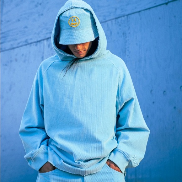 NWT Drew House Corduroy Hoodie - Pacific Blue - Picture 2 of 5